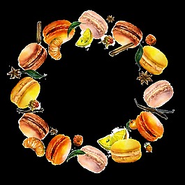 手繪食物美味馬卡龍png透明素材