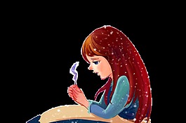 手繪卡通女孩素材