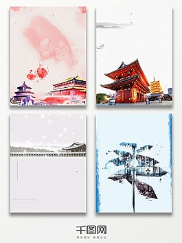 手绘景点天安门广告背景