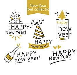 2018新年快樂(lè)標(biāo)貼設(shè)計(jì)