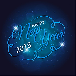 蓝色霓虹灯新年效果设计