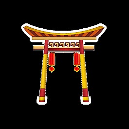扁平手繪大門素材