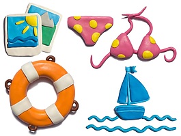 小孩子橡皮泥沙滩造型物品psd源文件