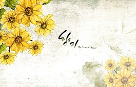 浪漫手繪韓國(guó)風(fēng)花卉背景psd源文件