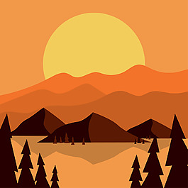 戶外夕陽景觀風(fēng)景海報(bào)矢量背景