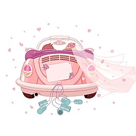 浪漫飄紗婚車元素