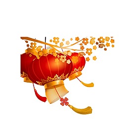 手繪喜慶燈籠元素