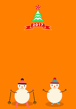 2017新年圣誕雪人調(diào)皮鏟雪海報背景