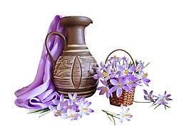 手繪花朵陶器元素