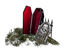 手绘山坡墓地元素