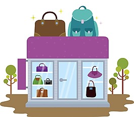手繪箱包商店元素