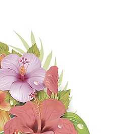 手繪花朵綠葉元素