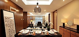 溫馨簡約風餐廳餐桌效果圖