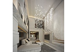 白色調(diào)簡約現(xiàn)代風客廳壁爐效果圖