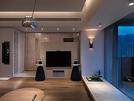 簡約白色調(diào)客廳電視背景墻效果圖