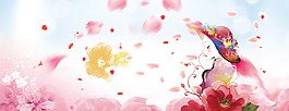 卡通人物花瓣banner背景素材