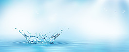 清新水珠大海banner背景素材