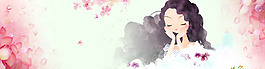 卡通女人女神節banner背景素材