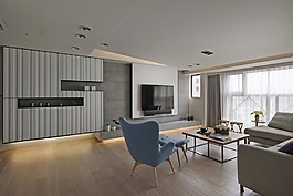 現(xiàn)代雅致客廳條紋背景墻室內(nèi)裝修效果圖