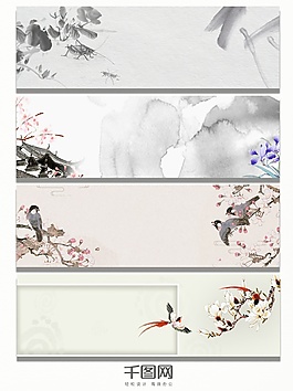 中國(guó)風(fēng)邊框花鳥(niǎo)背景banner
