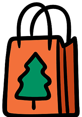 卡通圣誕樹手提袋PNG元素