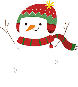 卡通圣誕雪人頭像PNG元素