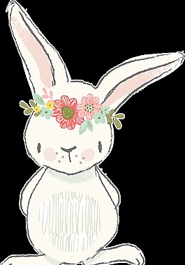 花環(huán)兔子卡通透明裝飾素材