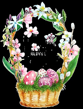 綠色花籃卡通透明素材