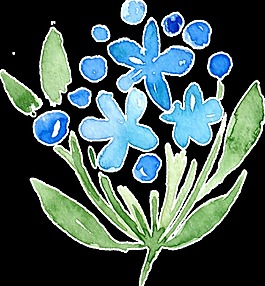 藍色水彩花卉卡通透明素材