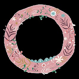粉色圆形花环卡通透明素材