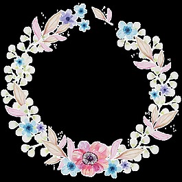 五彩花環(huán)卡通水彩透明素材
