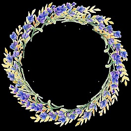 紫色花卉花環(huán)卡通水彩透明素材