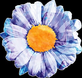 紫色太陽花卡通水彩透明素材