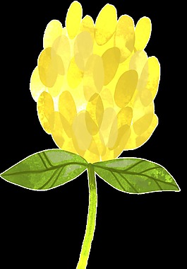 黃色茂盛花朵卡通水彩透明素材