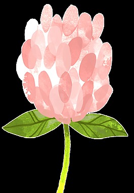 粉色可愛花卉卡通水彩透明素材