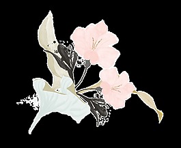 傳統(tǒng)水墨精美花卉卡通水彩透明素材