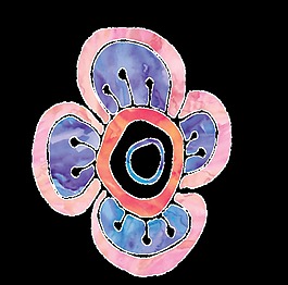 藍(lán)花樹葉卡通水彩透明素材