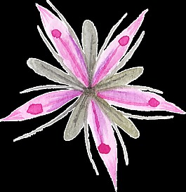 粉心花瓣卡通水彩透明素材