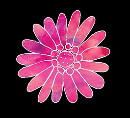 梦幻水彩粉色花卉卡通水彩透明素材