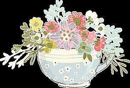 家裝優(yōu)雅花盆卡通水彩透明素材