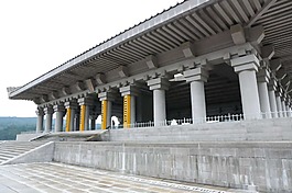 青色復(fù)古建筑png元素素材