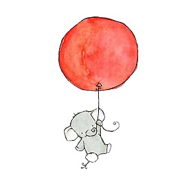 卡通小象氣球png元素素材