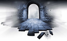 黑色恐怖大門png元素素材