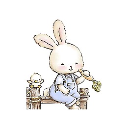 卡通吃蘿卜白兔png元素素材