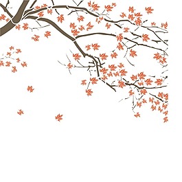 手繪飄落楓葉png元素素材