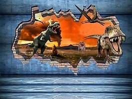 立體恐龍背景墻素材下載