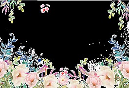 手绘月季花png透明素材