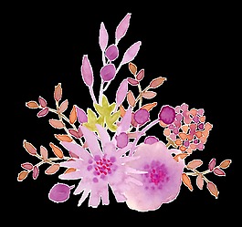 水彩淡雅紫色花png透明素材