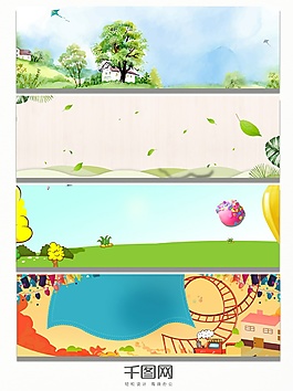 綠色天空熱氣球banner背景