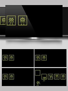 黃色線條方形高清視頻素材